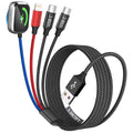 Dual Type-C 4 in 1 Charging Cable for Phone Watch Charger, Travel Essentials Multi Charging Cable iPhone Charger Cord Compatible with iWatch Ultra/SE/10-1, iPhone17 16 15 14, Android-1Pc 5FT by MPATIBY