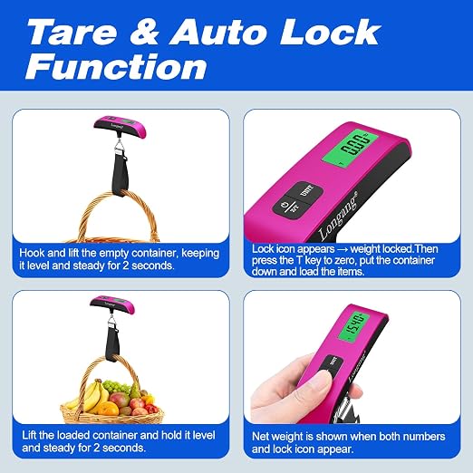 Digital Hanging Luggage Scale with Backlit for Travel, Portable Handheld Suitcase Weight Scale with Hook, 110 Pounds, Battery Included - Image 5