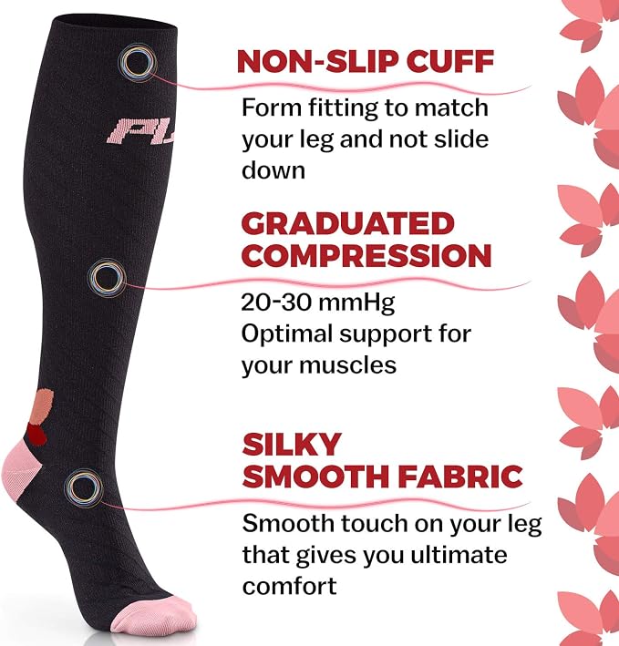 POWERLIX Compression Socks for Women & Men (Pair) for Neuropathy Swelling Pain Relief 20-30 mmHg Medical Knee-high Stockings - Image 3