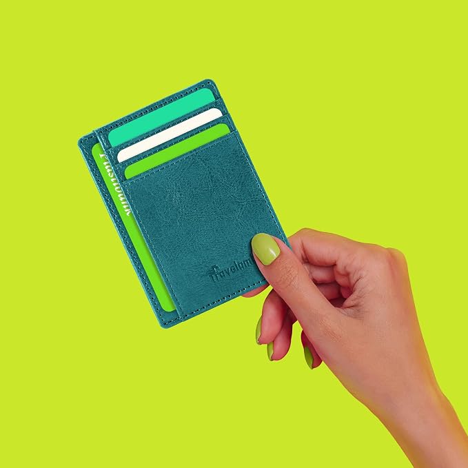 Travelambo Slim Wallet Front Pocket Minimalist Leather RFID Blocking Medium Size - Image 2