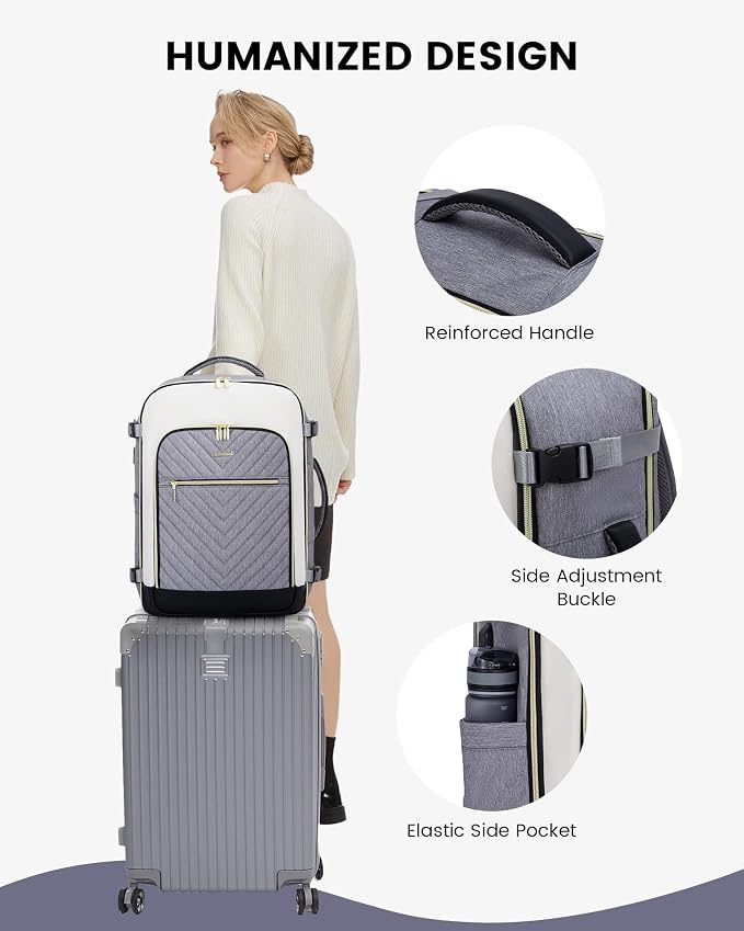 LOVEVOOK Large Travel Backpack for Women, 50L Carry on Backpack Airplane Approved, TSA Personal Item Travel Bag for Women fits 18" Laptop, Waterproof Carry on Bags for airplanes with 3 Packing Cubes - Image 8