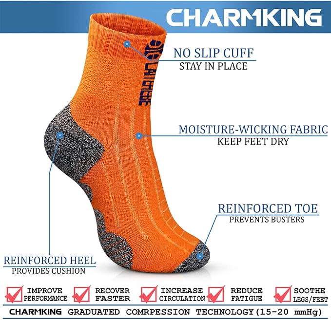 CHARMKING Compression Socks for Women & Men Circulation 15-20 mmHg is Best for Athletic Running Cycling Nurse Daily Wear - Image 4