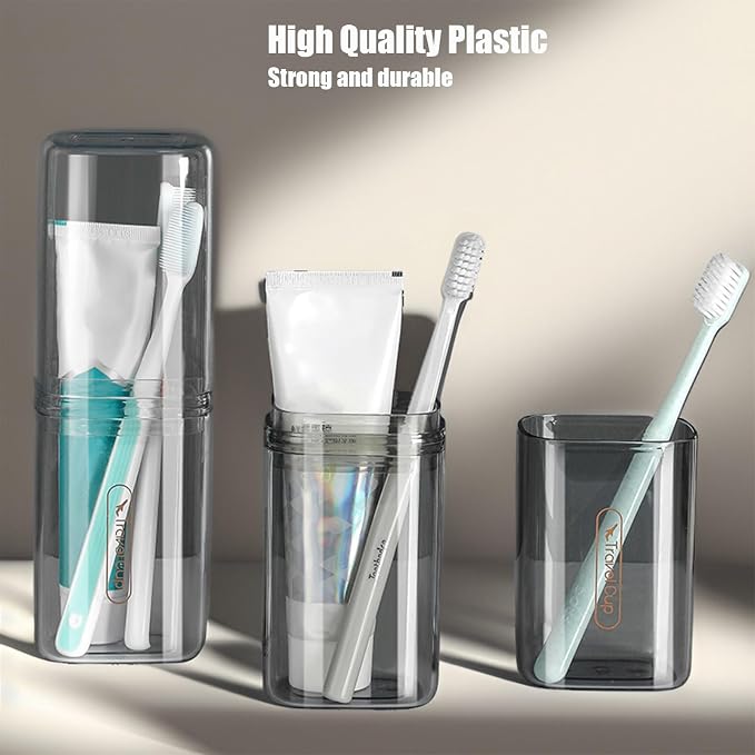 Toothbrush Cup Toothbrush Travel Case, Travel Toothbrush Holder Case with Cover Portable Multifunctional Toothbrush Cover, Suitable for Travel Business Camping Bathroom School or Daily Uses - Image 2