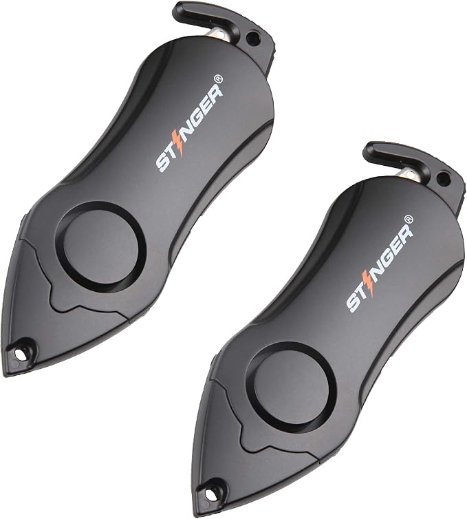 Stinger USA 140 db Siren Personal Safety Alarm Keychain Emergency Tool,2pcs | Panic Alarm Siren, Seatbelt Cutter, Car Window Breaker, Safety Device for Women Kid(Black) by Stinger