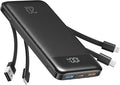 charmast Portable Charger Built-in Cables, 20000mAh Power Bank 6-Output | Travel Fast Charging Battery Pack for iPhone 17/16/15 Samsung Android, Flight-Approved, Multi-Device, USB-C & USB-A, LED % by charmast