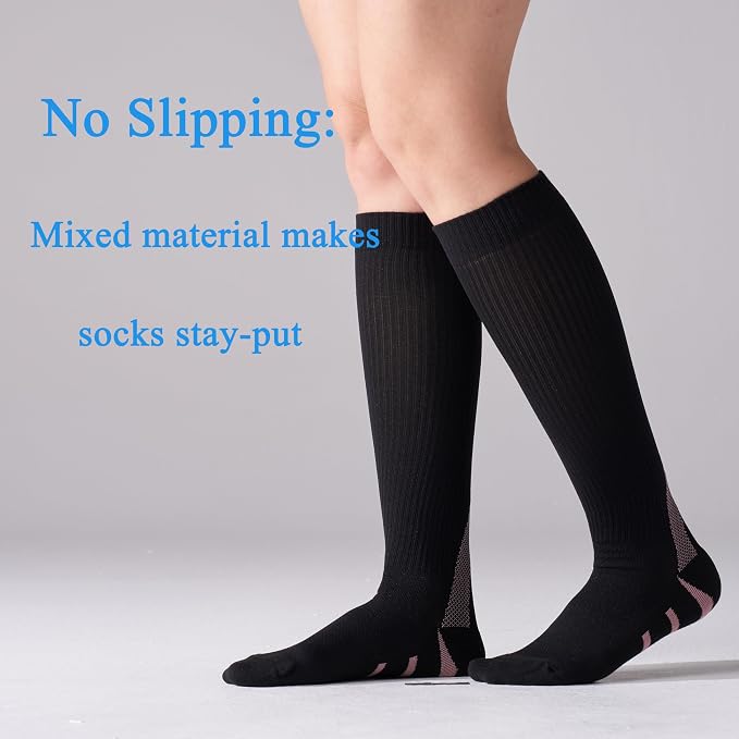 4 Pairs Compression Socks For Women and Men 20-30mmHg Graduated Compression Circulation Support Socks For Travel - Image 3