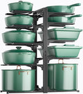Pots and Pans Organizer Under Cabinet 23.6" 10-Tier Adjustable Black | 2 DIY Modes, Tool-Free Assembly, Max 150 Lbs, Fits Large Stockpots, Cast Iron Pans & Heavy Cookware, For Kitchen Cabinets by ORDORA