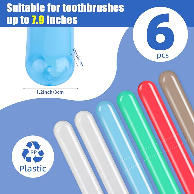 6 Pack Travel Toothbrush Case Breathable Portable Toothbrush Holder Plastic Toothbrush Cover Container for Couples Valentine Gifts, Traveling, Bathroom, School, Home, Business, Camping - Image 2