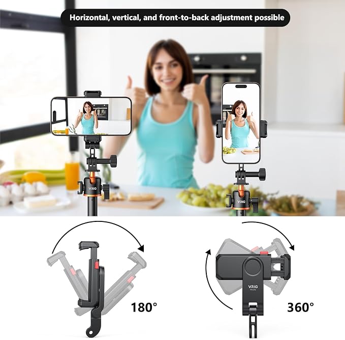 VRIG Phone Holder/Phone Mount for GoPro Adapter Hot Shoe Mount Adapter | Action Camera Phone Mount Adapter Attaching on DSLR Camera or Ring Light, for iPhone, Samsung, GoPro Hero 13, Mission 1 Pro - Image 6