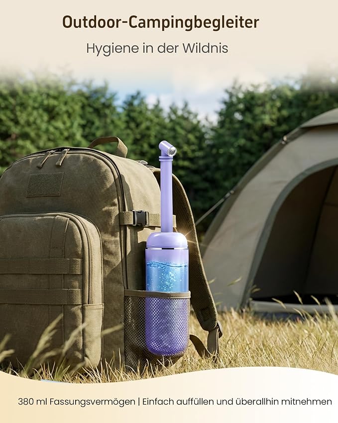 Portable Bidet for Travel & Camping - Manual Squeeze Peri Bottle Handheld | 3 Leak-Proof Seals | BPA-Free | Feminine Hygiene Care | Postpartum | Extendable Sprayer with Nozzle | for Men&Women-Purple - Image 4