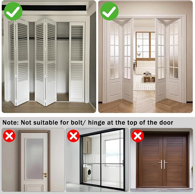 2 Pack Metal Bifold Door Lock Folding Door Lock Closet Door Lock Closet Protection Child and Pet Proof Bi-fold Door Lock Bifold Door Lock Child Safety Installation-Free - Image 6