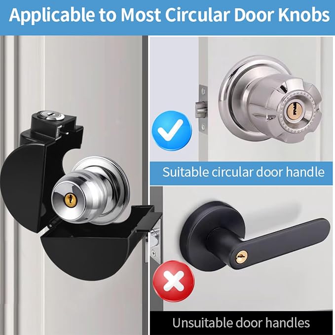Child Proof Door Knob Cover Lock for Dementia Elderly Safety - Universal ABS Plastic Lock-Out Device for Bedroom, Bathroom, Gas Valve & Outdoor Faucets (Fits Most Circular Knobs)-1 Pack - Image 4