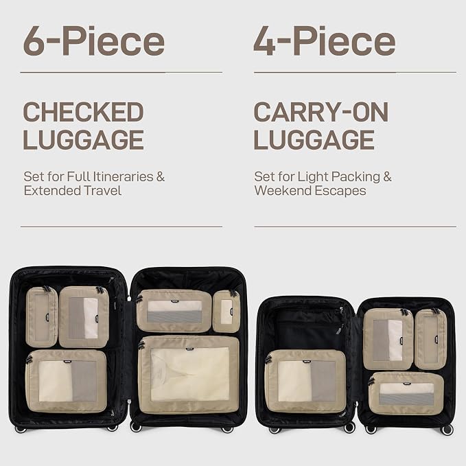 EPICKA TripCozy Compression Packing Cubes, 4 Set, Khaki | Durable Expandable Travel Organizer Bags with Mesh Tops for Space-Saving Storage of Clothes & Accessories in Luggage - Image 7