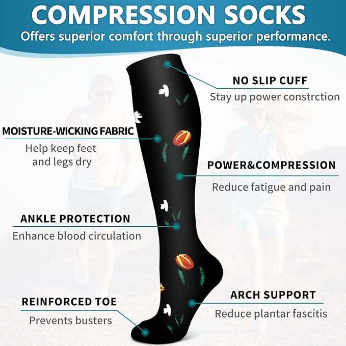 6 Pack Copper Compression Socks for Women and Men Circulation-Best Support for Medical,Running,Nursing,Athletic - Image 5