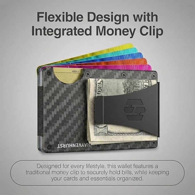 Wallet for Men - Slim RFID Blocking Metal Wallet with Money Clip, Minimalist Front Pocket Credit Card Holder, Small Mens Wallet - Image 4