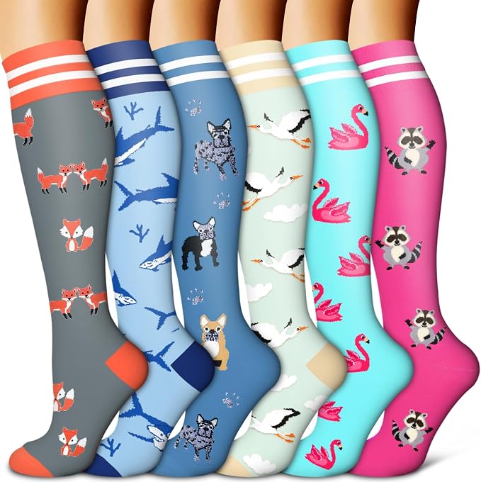 Copper Compression Socks for Women & Men (6 pairs) - Best Support for Nurses, Running, Hiking, Recovery by BLUEENJOY