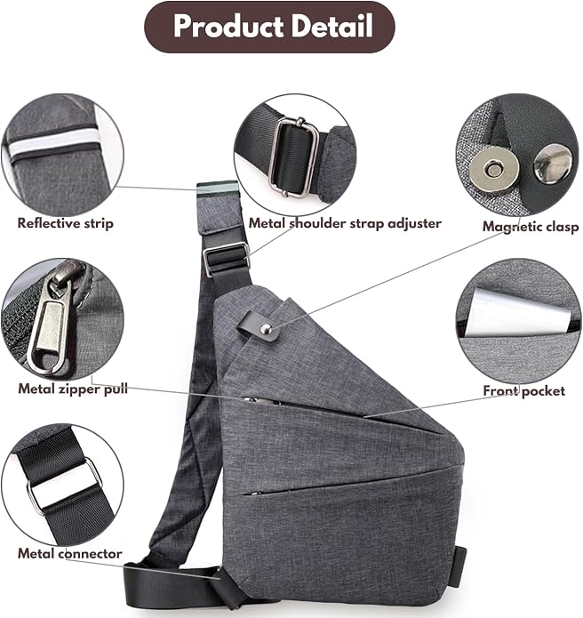 Anti Theft Travel Bag,Anti Theft Crossbody Bag, Sling Bag Travel Crossbody Bag for Women Men - Image 2