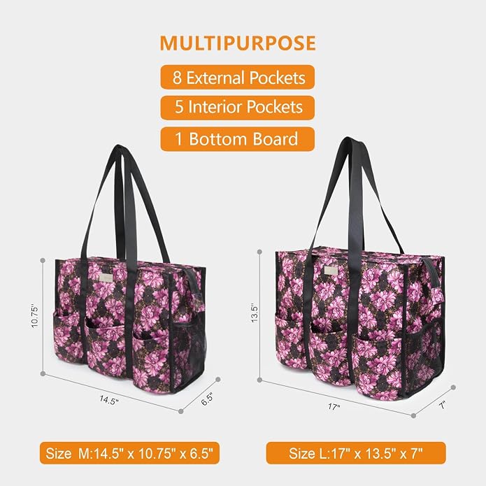 TOPDesign Utility Water Resistant Tote Bag with 13 Pockets, Top Zipper Closure & Thick Bottom Support, for Working Women - Image 2