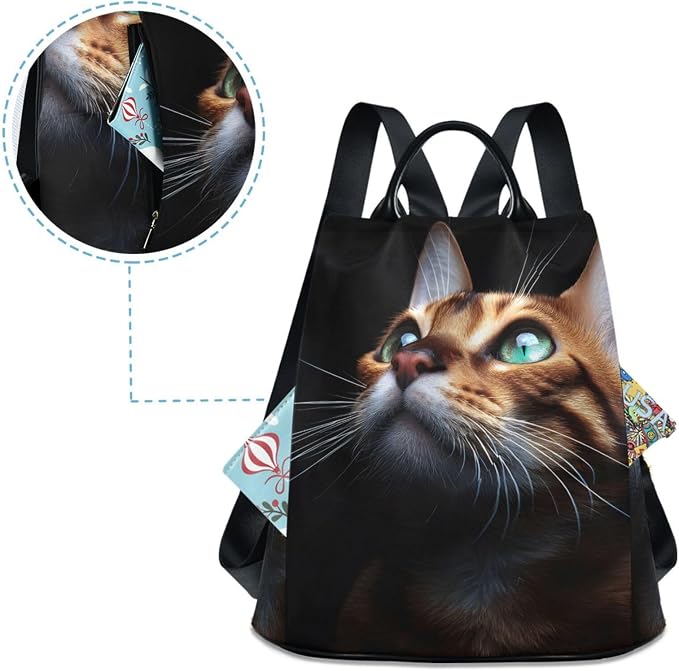 ALAZA Beautiful Bengalensis Cat Kitten Backpack Purse for Women Anti Theft Fashion Back Pack Shoulder Bag - Image 4