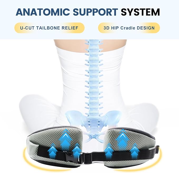 Seat Cushion for Office Chair, Wedge Car Seat Cushion, Memory Foam Truck Seat Cushion for Sciatica Tailbone Pain Relief, Long Driving, Coccyx - Image 8