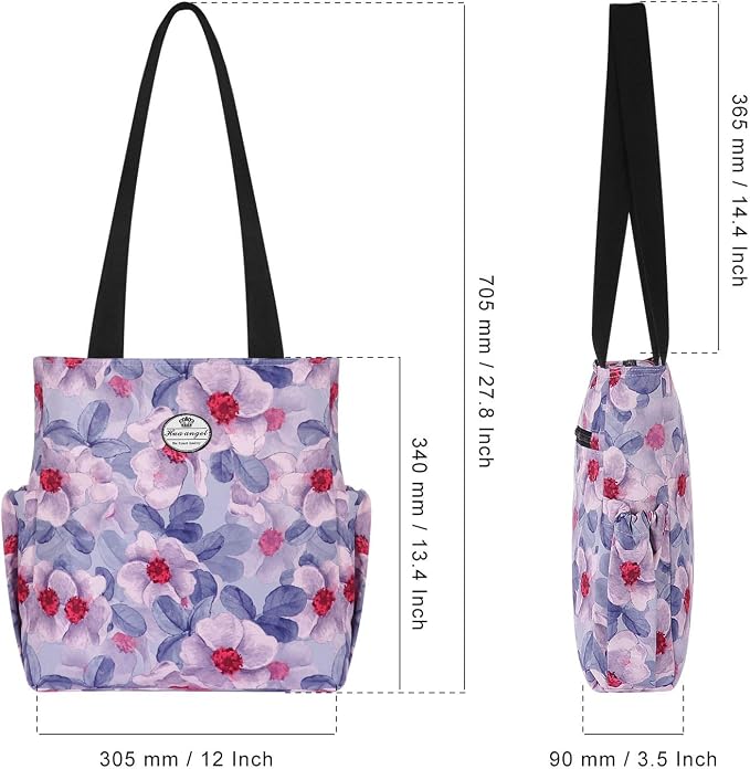 HUA ANGEL Floral Tote Bag - Casual Shoulder Bag Daily Tote Bag with Zipper Gym Travel Shopping Work Handbag for Women - Image 5