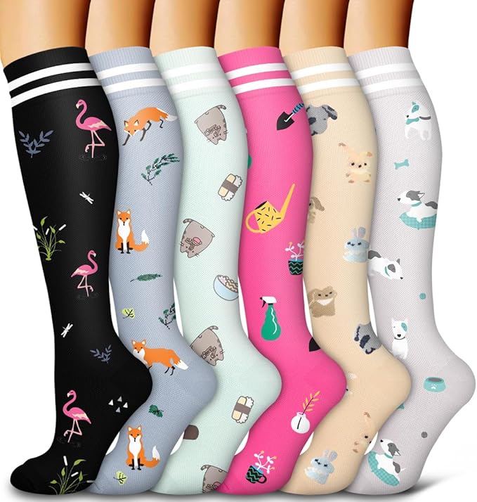 6 Pack Copper Compression Socks for Women and Men Circulation-Best Support for Medical,Running,Nursing,Athletic by Bluemaple