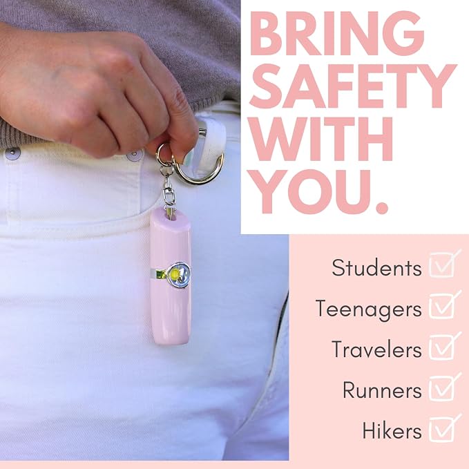 Securityman Personal Safety Alarm for Women | Self Defense Keychain (Loudest 130dB Siren and SOS Strobe Light) Everyday Security Personal Alarm Protection Device (Pink) - Image 2