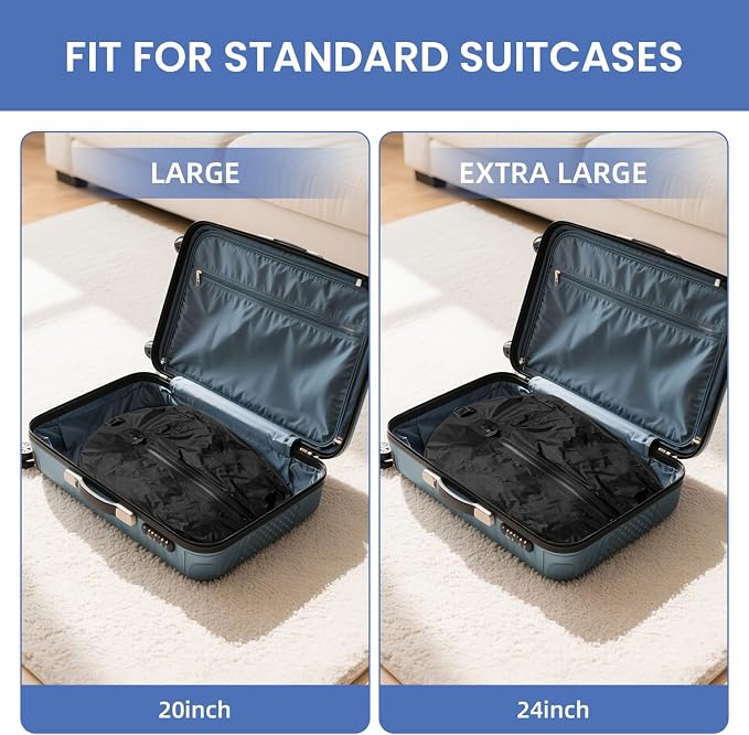 BAGAIL TPU Vacuum Bag for Travel, Reusable Compression Bag with IPX8 Waterproof Zipper, Save Space for Suitcase, Backpack and Carry on (Jet Black, Large, With Pump) - Image 8