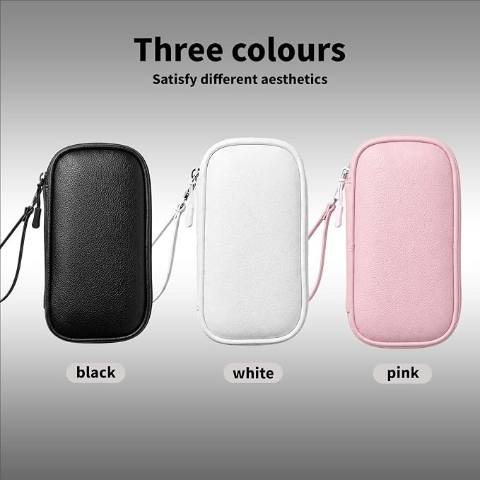 Leather Electronic Organizer Bag, Waterproof Travel Tech Pouch for Cord, Cable, Charger, Phone & Accessories (Pink) - Image 8