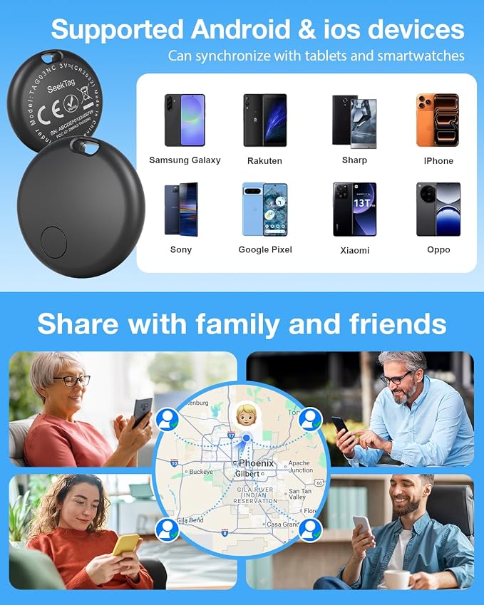 Air Tags for Android,Air Tags-4 Pack Android,Air Tracker Tags with 4 Case,2 Year Battery Life,Google & Apple Find Trackers for Google'S Find Hub App & Apple Find My,IP65 Waterproof Luggage Tracker - Image 6