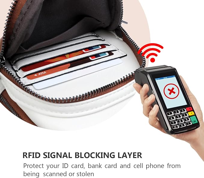 Anti-theft Chest Bags Women Small PU Leather Sling Fanny Pack | RFID Blocking,Safety Zipper,5 Card Slots,Adjustable Strap,Large Capacity,Multi Pockets,Faux Leather,Daypack,Bum Bags,Travel - Image 6
