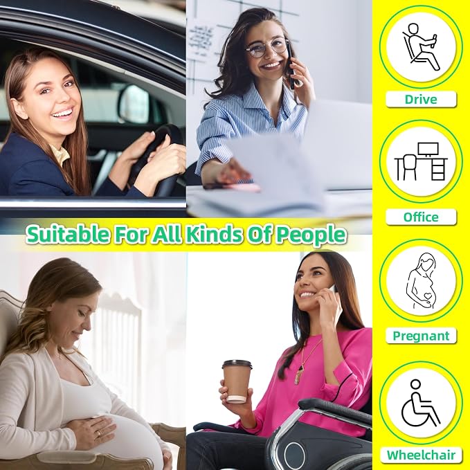 kingphenix Car Seat Cushion with Back Support Pillow, Memory Foam, Gray | Memory Foam Car Cushion for Long Driving, Truck, Office Chair, Tailbone and Lower Back Support - Image 4