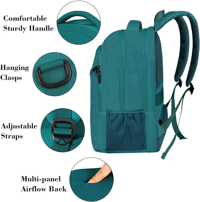 MATEIN Peacock Blue Slim Laptop Backpack, Underseat 15.6 Inch Travel Bag | Anti Theft, Sturdy Water Resistant Daily Rucksack Bag, Work Commute Personal Item Daypack, Gift for Men Women - Image 6