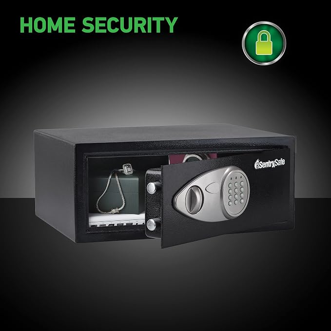 SentrySafe Shelf Safe with Digital Keypad Lock, Steel Safe with Interior Lining and Bolt Down Kit for Money, Jewelry, 0.78 Cubic Feet, 7.1 x 16.9 x 13.8 Inches, X075 - Image 2