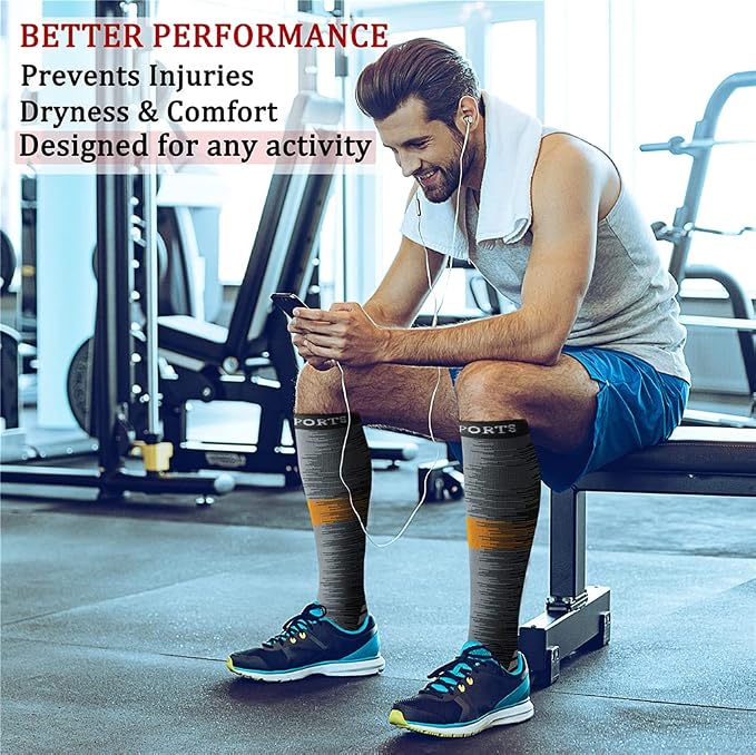 CHARMKING Compression Socks for Women & Men Circulation (8 Pairs) 15-20 mmHg Best Calf Socks Support for Athletic Cycling - Image 3