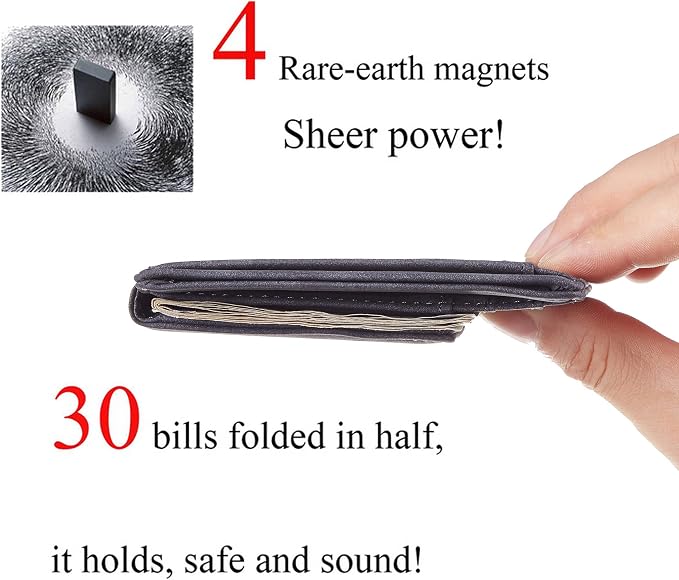 Toughergun Slim Wallet for Men RFID Blocking Money Clip, Minimalist Front Pocket Credit Card Holder, Magnetic Thin Mens Wallets with ID Window - Image 4