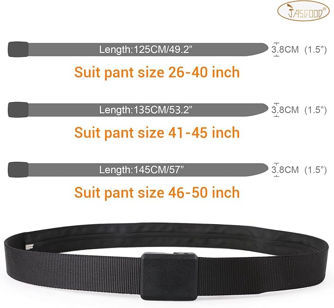 Travel Security Money Belt with Hidden Money Pocket - Cashsafe Anti-Theft Wallet Unisex Nickel free Nylon Belt by JASGOOD - Image 6