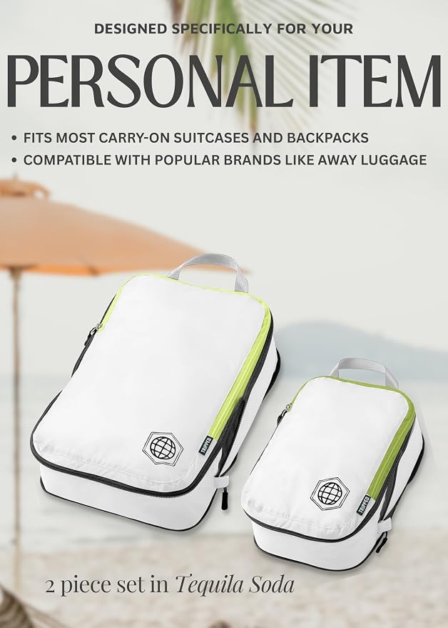 TRIPPED Travel Gear Compression Packing Cubes for Carry-On Travel 2-Pack | Ultralight Ripstop Packing Cubes with Compression Zippers for Organized Carry-On Luggage, Backpack, and Travel Packing - Image 2