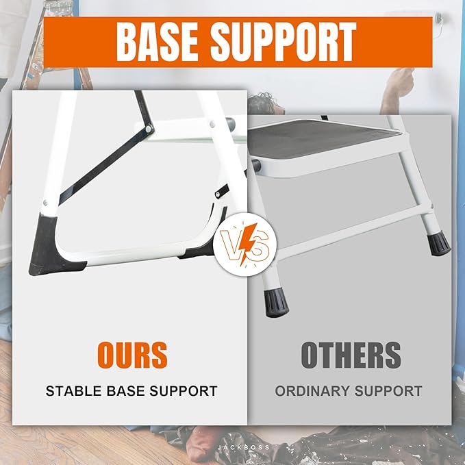 Jack Boss 3 Step Ladder, Folding Lightweight Step Stool with Wide Anti-Slip Pedal for Home, Office, Kitchen and Garage, Service Height 27.2 inch, 400 lbs Capacity - Image 3