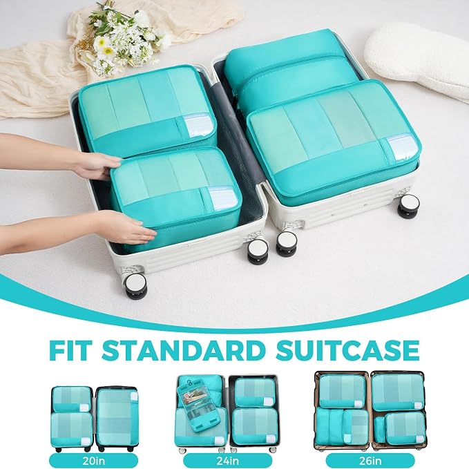BAGAIL 9 Set Packing Cubes with Packing List Luggage Packing Organizers for Travel Accessories (Blue Green) - Image 8