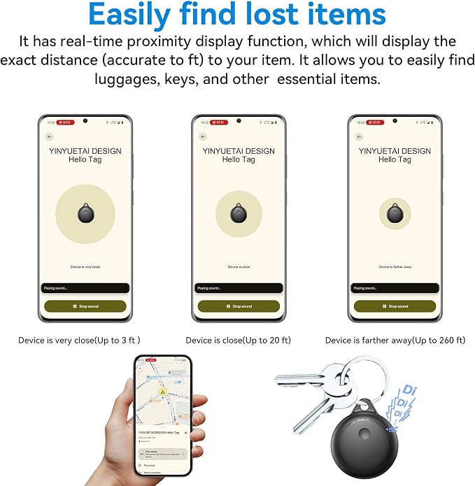 Android Smart Tags, 2026 New Smart Tags-4 Pack Android | Bluetooth Tracking Tag Compatible Google Find Hub App, Waterproof Keys Finder Item Locator for Keys, Wallets, Suitcases - Image 5