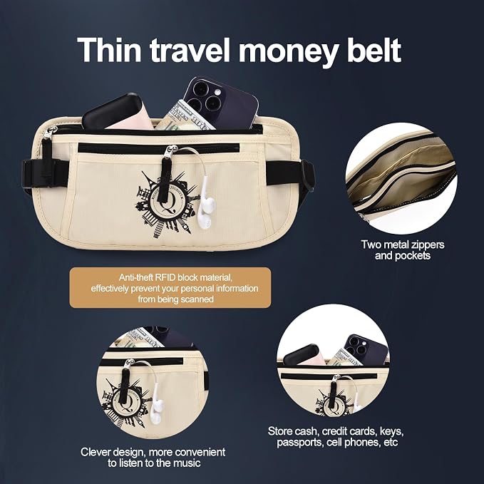 Personalized Initial Money Belt,RFID Blocking Travel Secure Bag,Monogrammed Gift for Women, Mom and Travel enthusiasts(Q) - Image 5