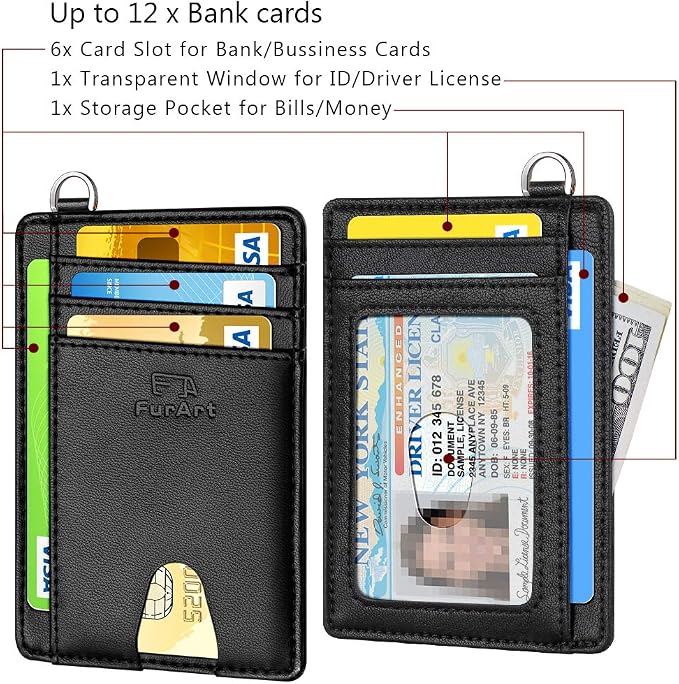 FurArt Slim Minimalist Wallet RFID Credit Card Holder for Men | slim minimalist compact rfid id window thin - Image 6