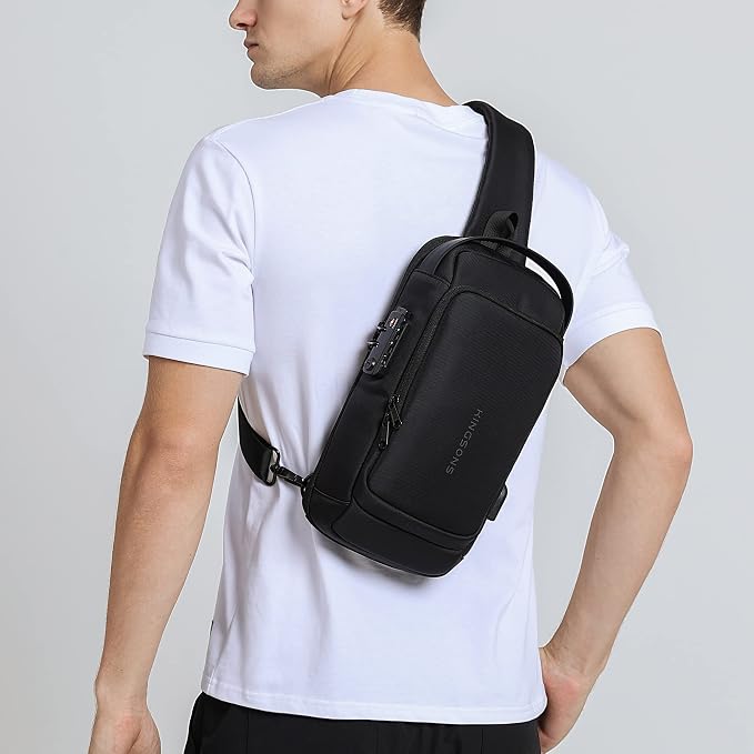 VGOAL Sling Crossbody Bag Anti-Theft Chest Shoulder Backpack for Men | Waterproof,Combination Lock,USB Charge Port,Minimalist,Fits 9.7 inch Ipad,Casual,Suitable for Business,Travel,Cycling - Image 5