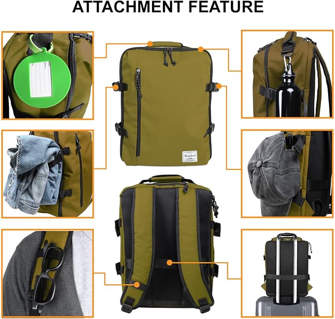 Travel Backpack 21L Minimalist Casual Small Carry-on Daypack 15-inch Laptop Notebook, Overnight Weekender Dark Yellow Mustard - Image 4