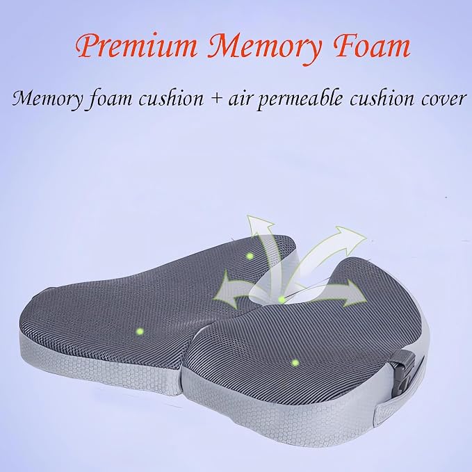 Small Travel Seat Cushion for Airplane,Portable Foldable Seat Cushion,Sciatica Pain Relief with Built-in Handles-Memory Foam Chair Cushions to Enhance Posture & Back Pain,for Car, Office, Gaming ( - Image 6