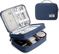 Lanola Travel Cable Organizer Bag, Electronic Accessories Case Portable Double Layer Cable Storage Bag for Cord, Charger, Flash Drive, Phone, SD Card,Personal Items - (Dark Blue) by Lanola