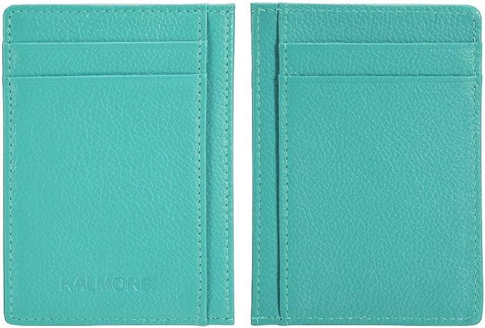 KALMORE womens Credit Holder Genuine Leather Slim Minimalist Card Case Wallet, Black With Id Window - Image 6