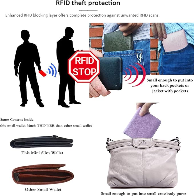 Small Leather Wallet for Women, Ladies Credit Card Holder RFID Blocking Women's Mini Bifold Pocket Purse - Image 4