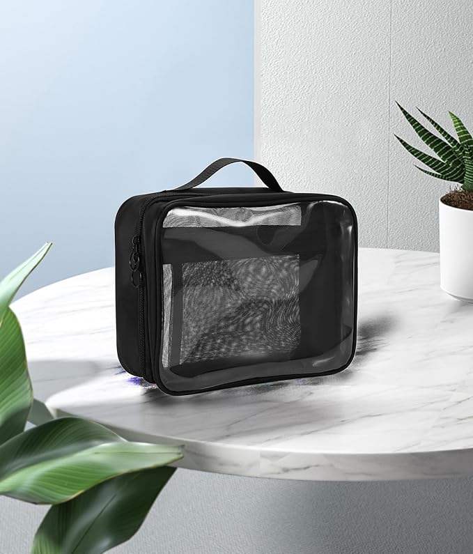 TSA Approved Toiletry Bag, Clear Makeup Bags with Multi Layer Mesh Pockets, Portable Large Capacity PVC Cosmetic Bags with Zipper for Travel Essentials - Image 5